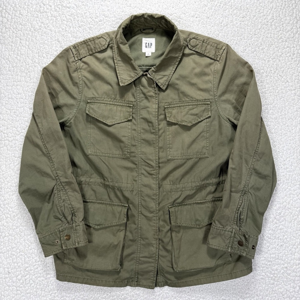Military Style Field Jacket Womens M Olive Green Utility Grunge Casual Minimal